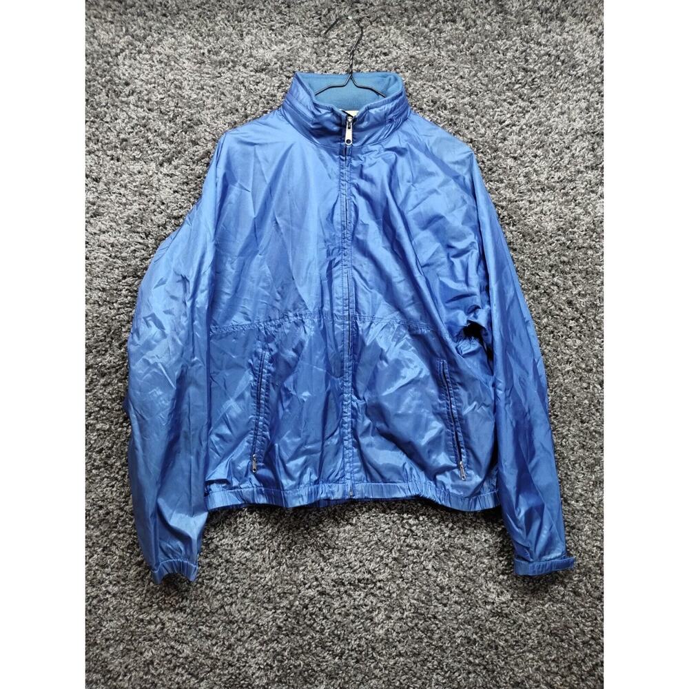 VTG LL Bean Windbreaker Jacket Women XL Blue Lightweight Mesh Lined